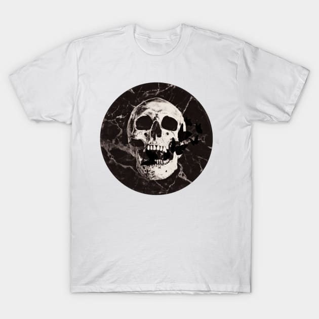 Halloween, aesthetics, skull, devil, ghost, spooky, creepy, skeleton, moon, marble, butterfly, retro, vintage, gothic, horror T-Shirt by AGRHouse